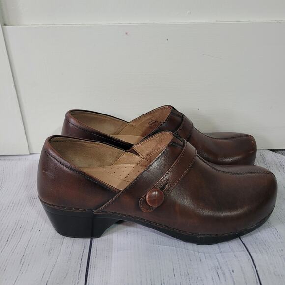 Dansko Size 42 Solstice Brown Brush Off Leather Shoes Slip-On Workwear Comfort - Picture 5 of 10